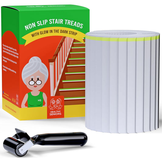 Stair Treads - 15-Pack Clear Strips with Glow in the Dark Strip